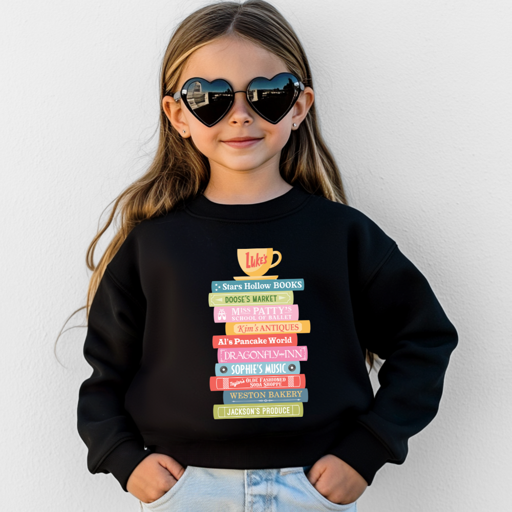 Stars Hollow Book Stack Gilmore Girls Youth Graphic Sweatshirt