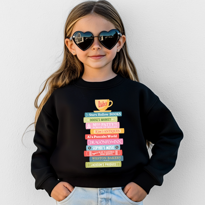Stars Hollow Book Stack Gilmore Girls Youth Graphic Sweatshirt