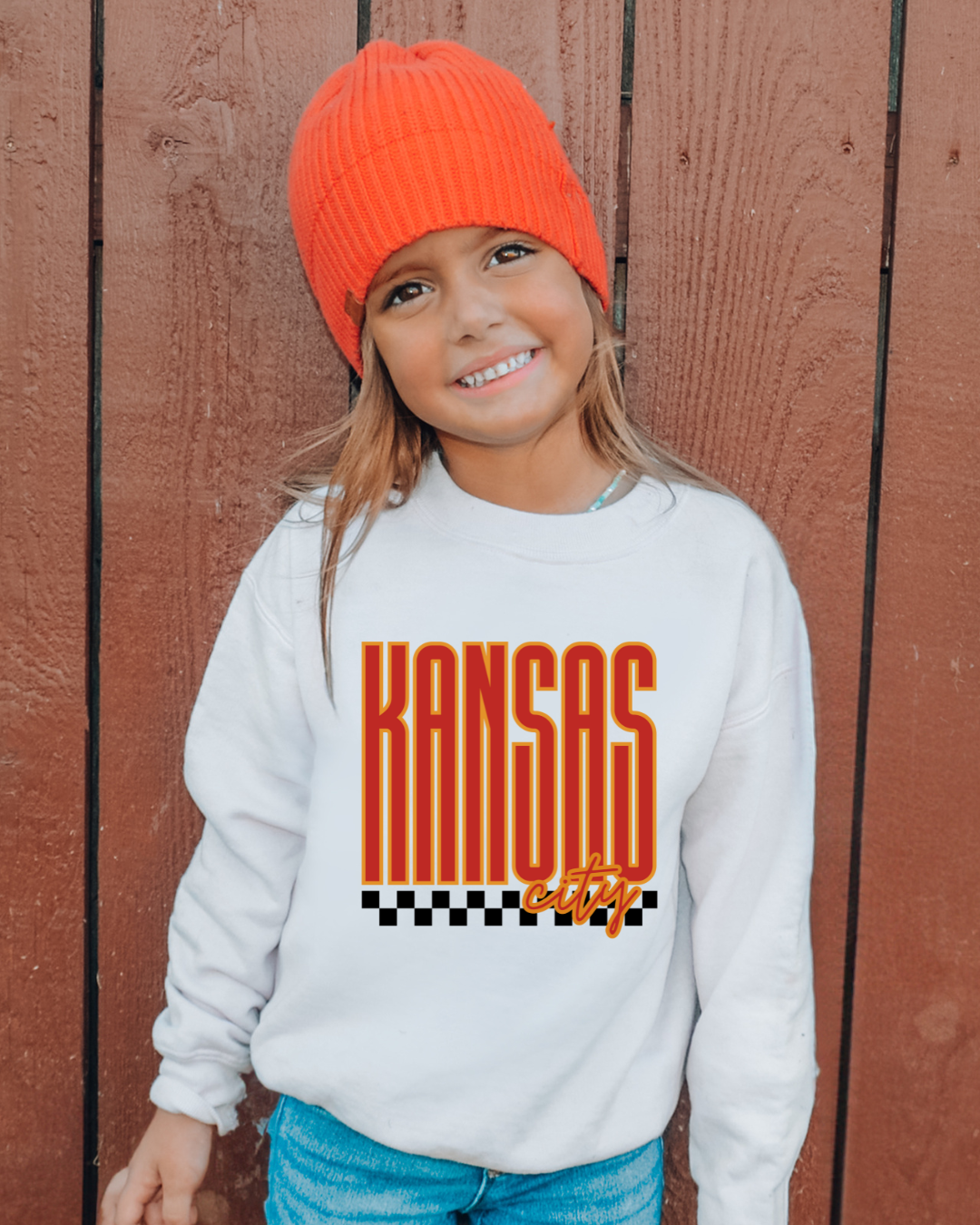 Kansas City Checkered Chiefs Youth Graphic Sweatshirt