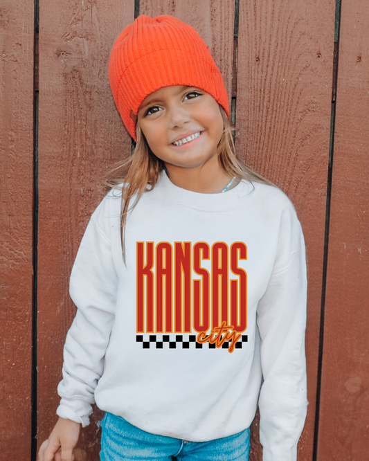Kansas City Checkered Chiefs Youth Graphic Sweatshirt