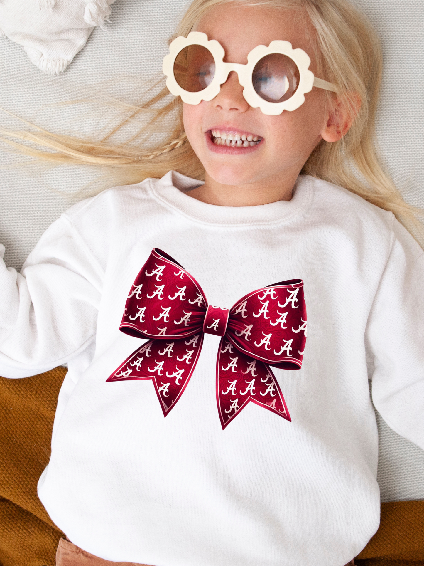 Alabama A Croquette Bow Youth Graphic Sweatshirt