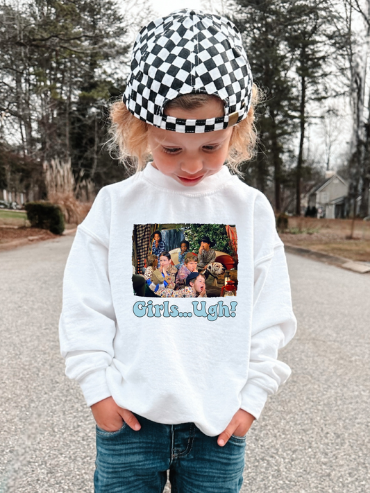 Girls Ugh Distressed Youth Graphic Sweatshirt