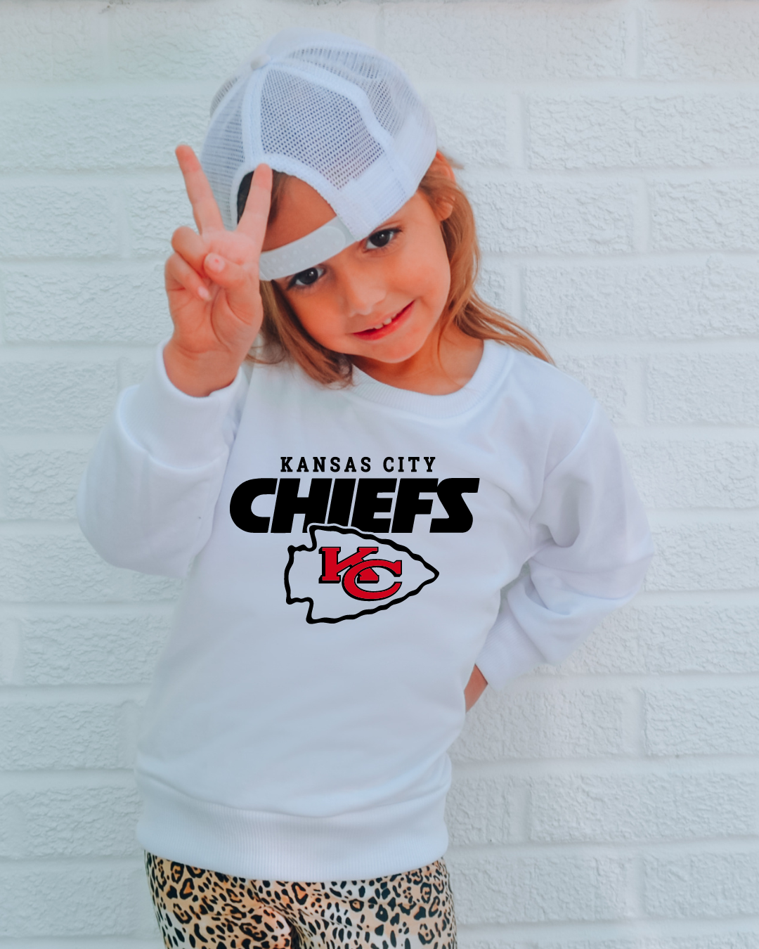 KC Arrowhead Chiefs Football Youth Crewneck Pullover