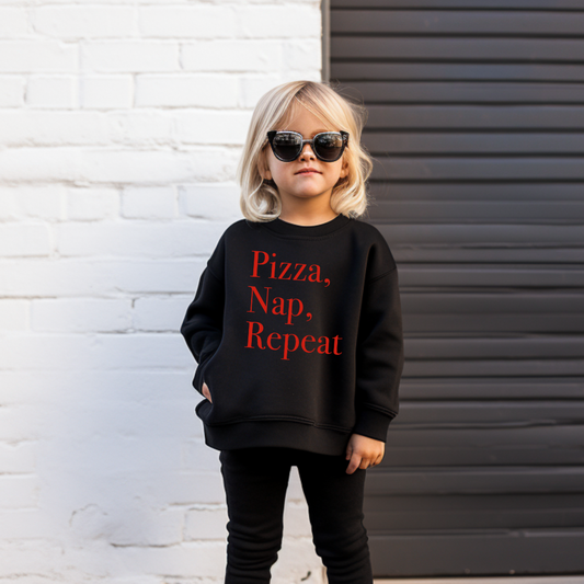Pizza, Nap, Repeat. Youth Graphic Sweatshirt