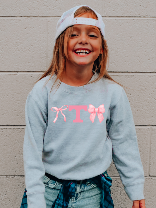 Tennessee Vols Pink Bows Youth Graphic Sweatshirt (PINK)