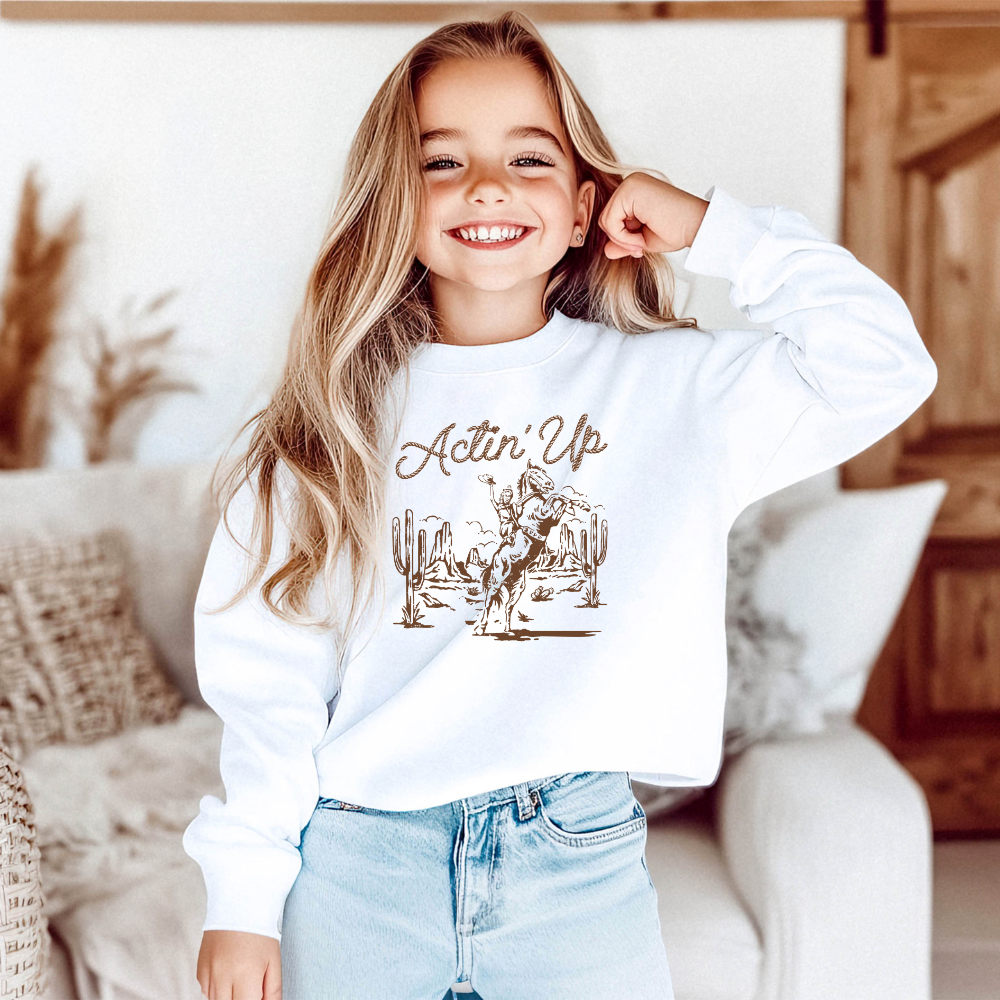 Acting Up Cowgirl Western Youth Graphic Sweatshirt