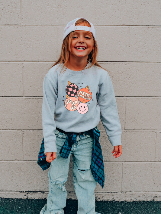 Pastel Christmas Ornaments Youth Graphic Sweatshirt