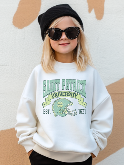 Saint Patricks University Grunge Lucky Youth Graphic Sweatshirt