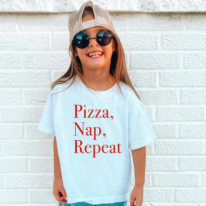 Pizza, Nap, Repeat. Youth Graphic Tee