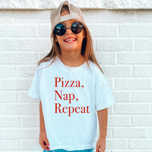 Pizza, Nap, Repeat. Youth Graphic Tee