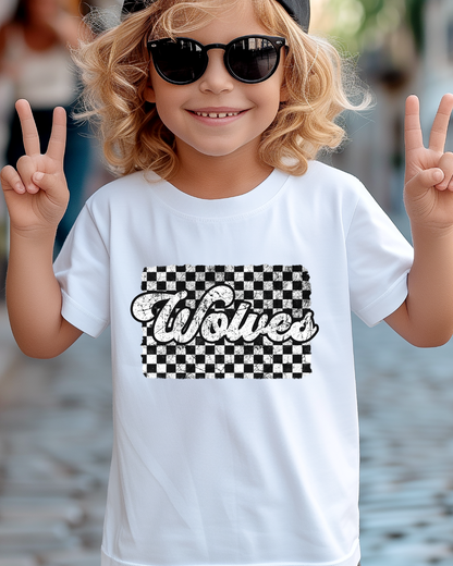 Retro Wolves Checkered Youth Graphic Tee