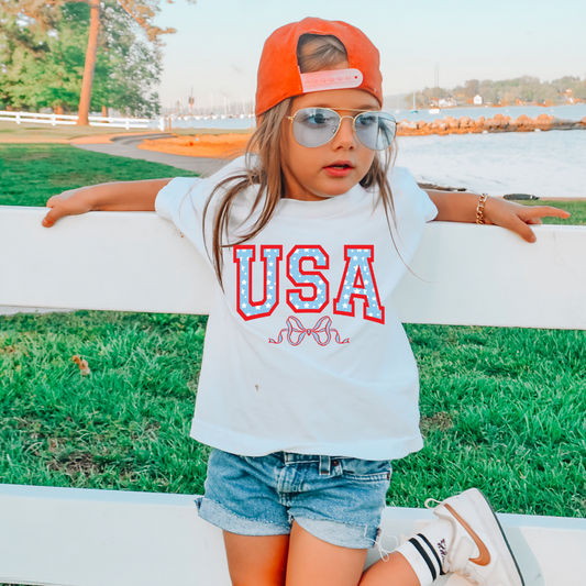 USA Coquette Bow Youth Graphic Tee