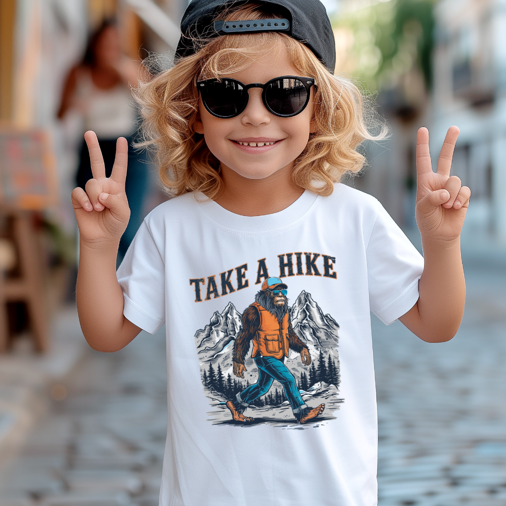 Take a Hike Bigfoot Outdoorsy Youth Graphic Tee