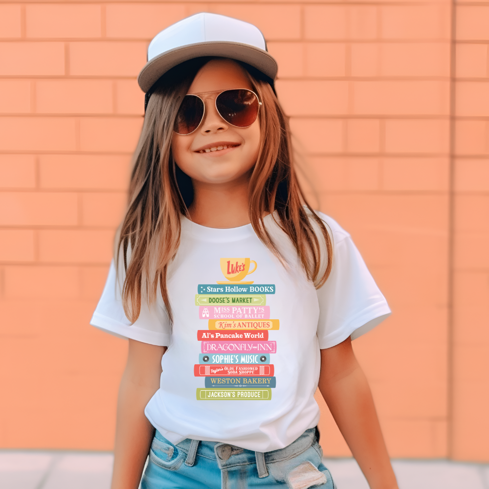 Stars Hollow Book Stack Gilmore Girls Youth Graphic Tee