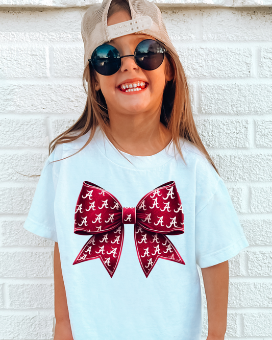 Alabama A Croquette Bow Youth Graphic Tee