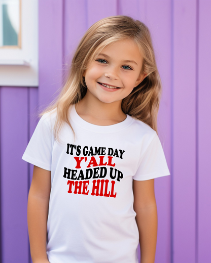 It's Game Day Y'all Headed Up The Hill Youth Graphic Tee