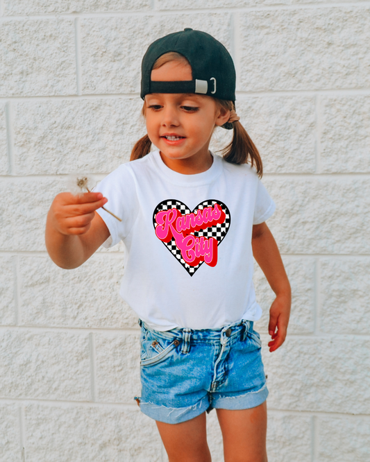 Kansas City Checkered Heart Youth Graphic Tee