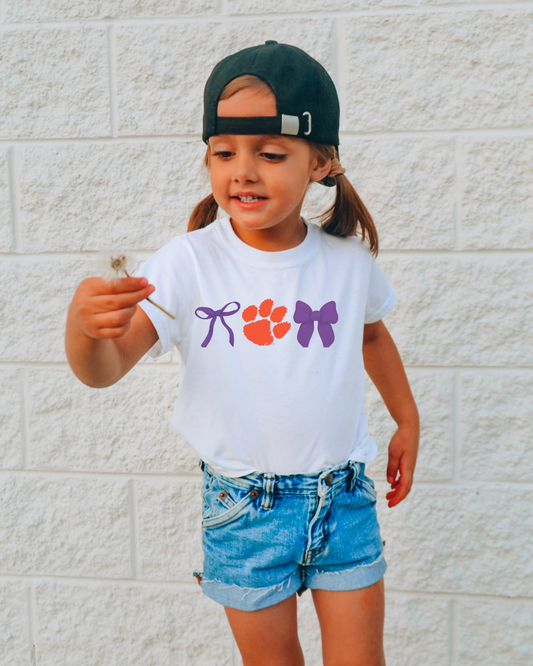 Clemson Tigers Bows PURPLE Youth Graphic Tee (PURPLE)