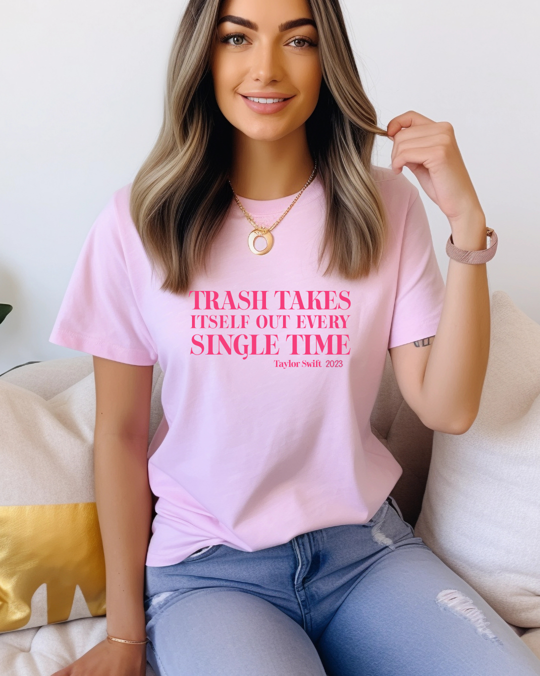 Trash Take Itself Out Swiftie Adult Tee (PINK)