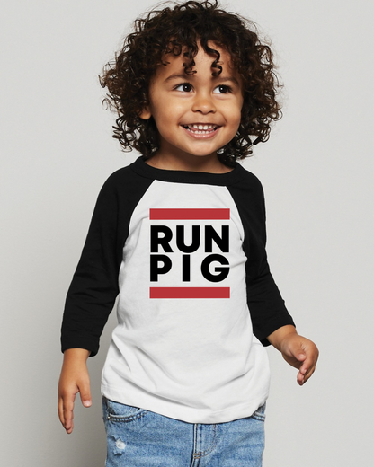 Run PIG Toddler Baseball Three Quarter Sleeve Tee
